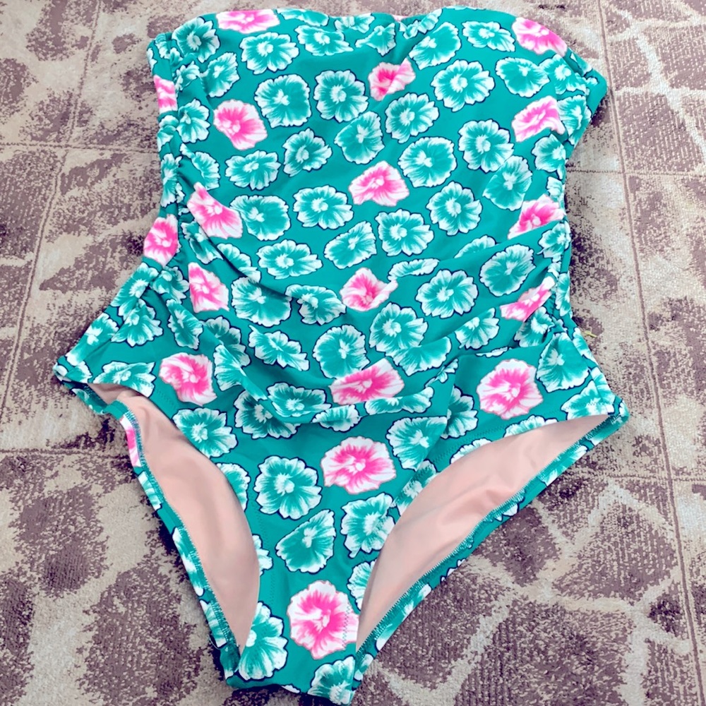 Floral strapless JCrew swimsuit